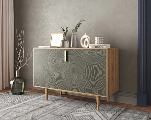 красивый Комод с двумя дверками "Line" R18/browngrey в интернет-магазине в Краснодаре