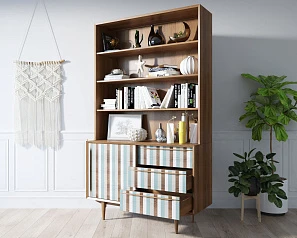 купить стильные Стеллаж "Bruni print 1" с дверками арт BR-01/print_1 в Краснодаре