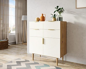 Большой комод с четырьмя ящиками и дверками "Line" LN17/GR1/beige в интерьере в Краснодаре