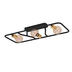 900367 Потолочный светильник MESSINARO, 3x40W, E27, L720, B280, H95, сталь, черный, матовая латунь в интернет-магазине в Краснодаре