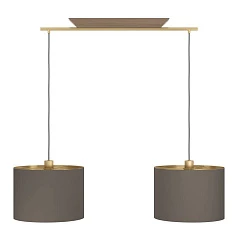 заказать 390336 Люстра SANTANDRIA, 2X40W (E27), L1050, B350, H1500, сталь, дерево, матовая латунь, коричневый/текстиль, капучино, латунь в Краснодаре