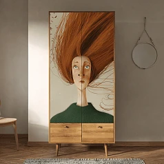 Шкаф двухстворчатый "Berber Art Рыжая девушка" арт BB16/Art1 на заказ в интернет-магазине в Краснодаре