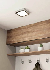 900649 Накладной светильник  FUEVA 5, 11W (LED), 3000K, IP44, L160, B160, H28, сталь, хром / пластик, белый в интерьере в Краснодаре