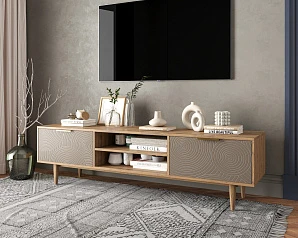 купить стильный Комод "Line" с нишей низкий под TV R27/beige в интернет-магазине в Краснодаре