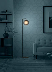 заказать 390254 Торшер с ножным выключателем ARANGONA, 1X40W (E27), H1715, сталь, черный/матовое стекло, серый в Краснодаре