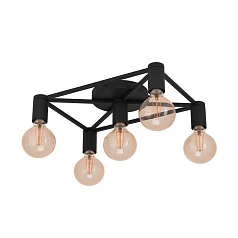 43721 Потолочный светильник SPEKE, 5Х40W, E27, L415, B310, H105, сталь, черный в Краснодаре