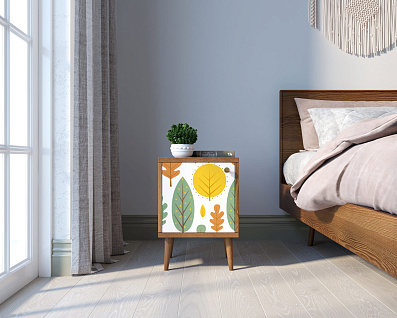 Тумбочка "Berber" с дверкой 30 принт арт BB21/Print_30, разноцветная