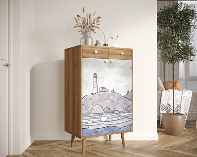 Комод "Berber" два ящика и дверки арт BB46/Print_51
