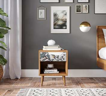 Тумбочка "Berber" с открытой полкой 50 принт арт BB33/Print_50, разноцветная