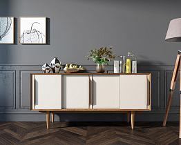 Комод "Бруни (Bruni) с белыми фасадами" четыре дверки арт BR23WH