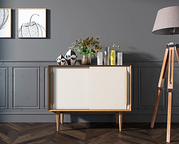 Комод в Скандинавском стиле "Бруни (Bruni) с белыми фасадами" две дверки арт BR25WH