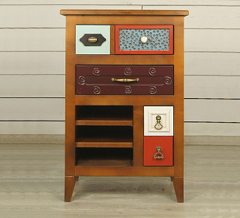 Вертикальная тумба "Gouache Birch" арт M20006ETG/1, разноцветная