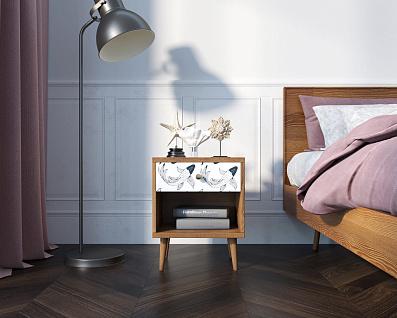 Тумбочка "Berber" с открытой полкой 36 принт арт BB33/Print_36, разноцветная