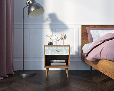 Тумбочка "Berber" с открытой полкой 34 принт арт BB33/Print_34, разноцветная