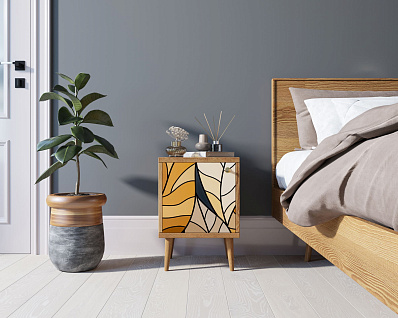 Тумбочка "Berber" с дверкой 08 принт арт BB21/Print_08, разноцветная